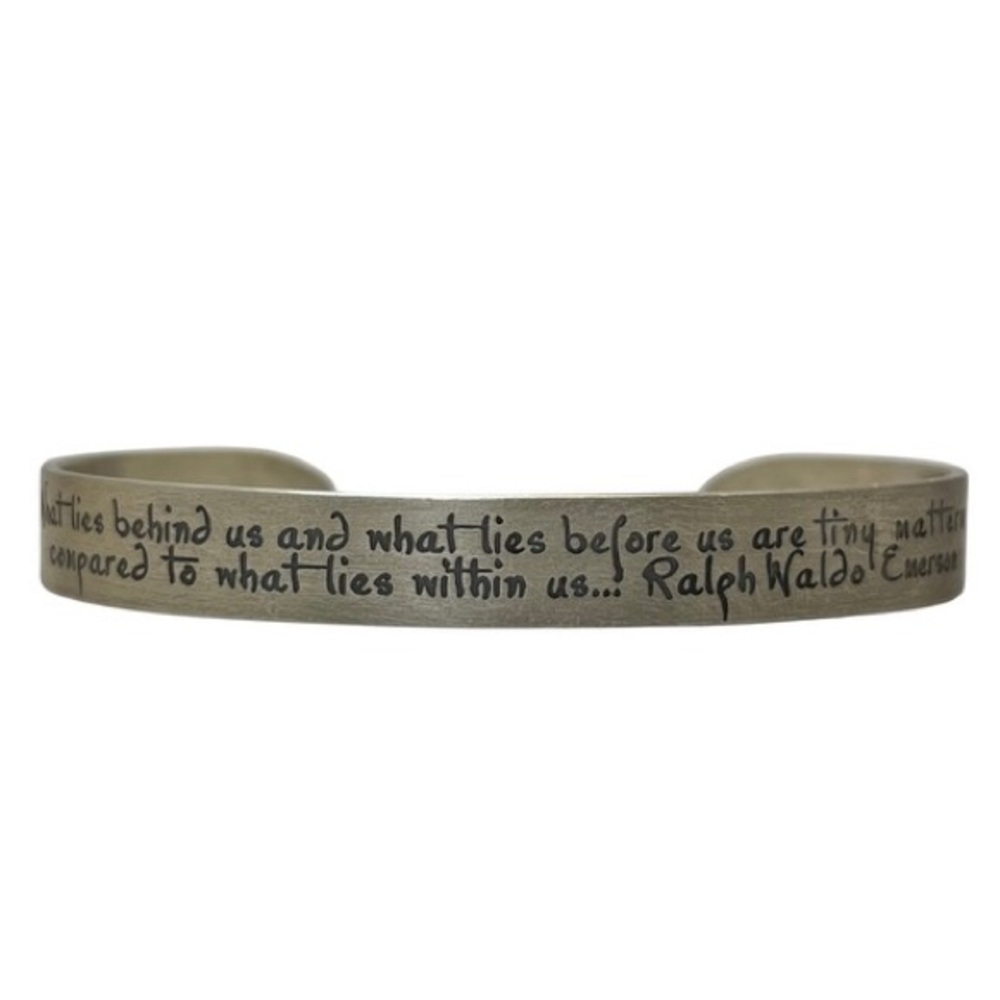 Ralph Waldo Emerson Quote Cuff Bracelet .925 Sterling Silver